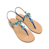 SCOPOLO - Jeweled Leather Blue Sandal - zinazzurra